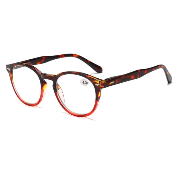 Retro Round Blue Light Blocking Reading Glasses 1.50,HD Trendy Classic Tortoiseshell Red Presbyopic Glasses, Spring Hinge Readers +1.50 for Women and Men