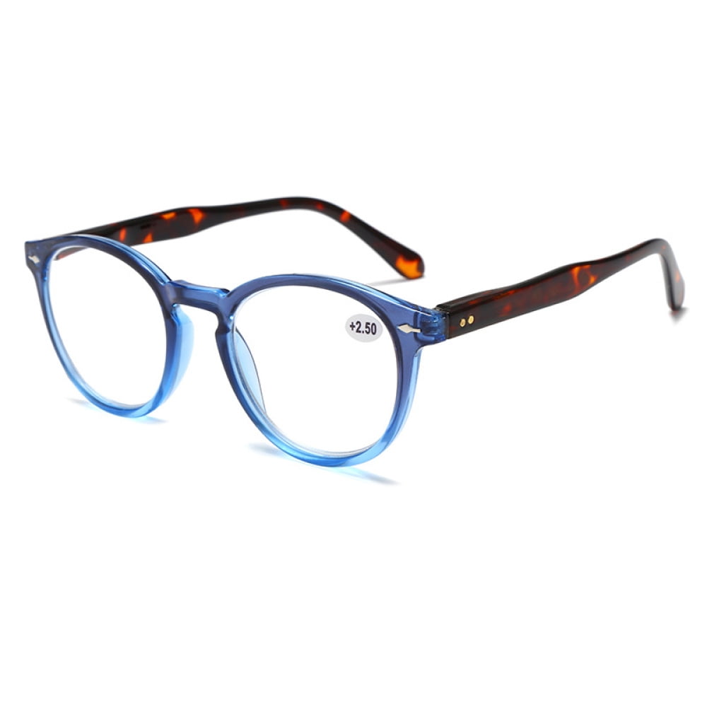 Retro Round Blue Light Blocking Reading Glasses 4.00,HD 