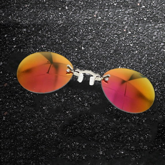Retro Round Clip-On Sunglasses for Men and Women, Rimless Nose Clip Lens with Metal Bridge, Lightweight UV Protection Fashion Shades