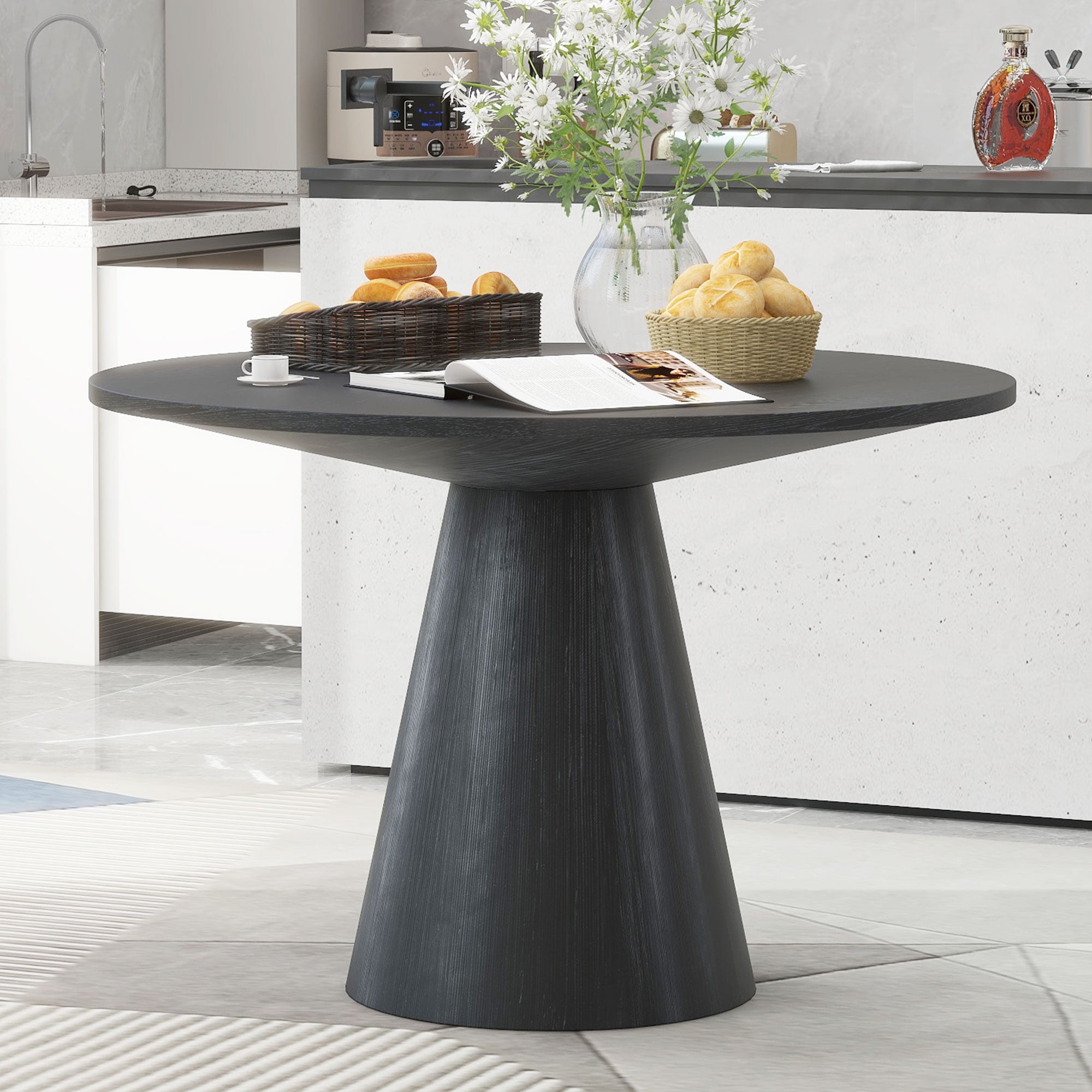 Retro Round Dining Table Minimalist Elegant Table for Living Room ...