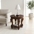 thumbnail image 1 of Retro Round End Table with Shelf - Distressed Cherry Finish, Solid Wood Legs, 1 of 10