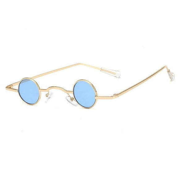 Retro Round Frame Sunglasses for Men, UV400 Protection, Metal Frame, PC Lens, Punk Style, Cool for Filming, Large Fit