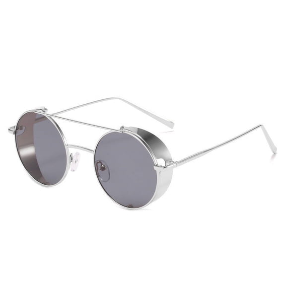 Retro Round Metal Double Beam Sunglasses for Fashion Wear Crystal Lenses and TR Metal Frame