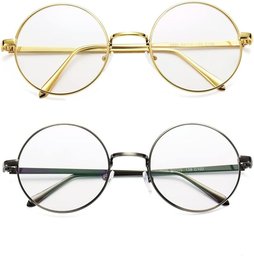 Round Glasses Gold Non Prescription Glasses Retro Round Metal