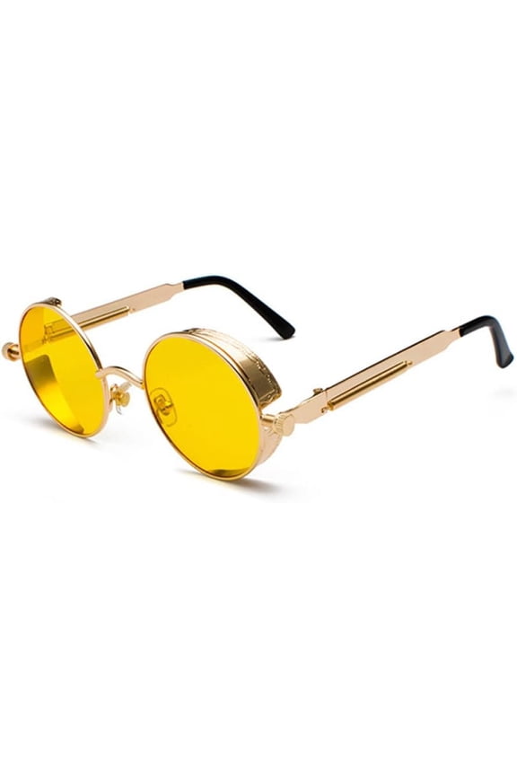 Retro Round Metal Sunglasses Steampunk Men Women Sun Glasses Steam Punk Shades Stylish Circle Eyeglasses Designer UV400