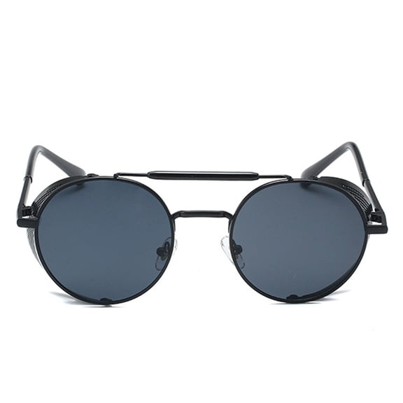 Retro Round Polarized Steampunk Sunglasses Men Side Shield Goggles Gothic for Men