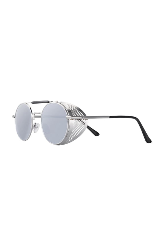 Retro Round Steampunk Sunglasses Blocking 400 Protection for Unisex Men Lens
