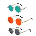 thumbnail image 1 of Retro Steampunk Round Sunglasses Women Men Round Glasses Retro Metal Frame-3PCS, 1 of 7