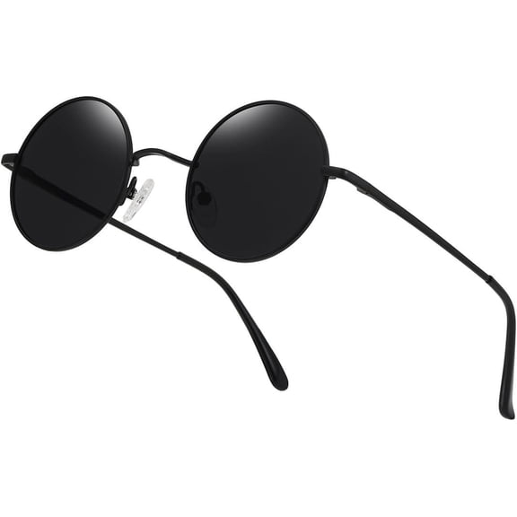 Retro Round Sunglasses,Polarized UV400 Protection Hippie Circle Sunglasses for Daily Driving Travel for Men Women