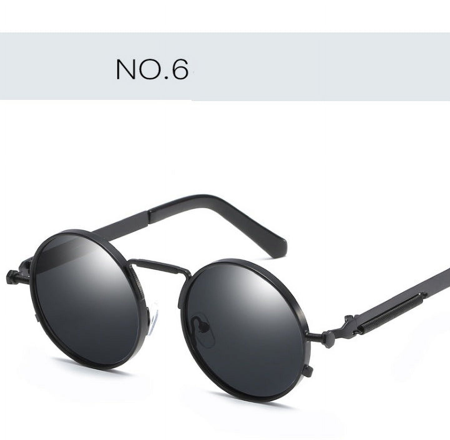 Round Sunglasses for Men Women with UV400 Protection Anti-Reflective Mirror Lenses Metal Frame Outdoor Eyewear Trendy