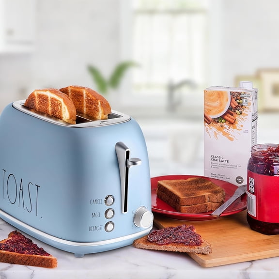 Retro Rounded Bread Toaster, 2 Slice Stainless Steel Toaster with Removable Crumb Tray, Wide Slot with 6 Browning Levels, Bagel, Defrost and Cancel Options (Baby Blue)