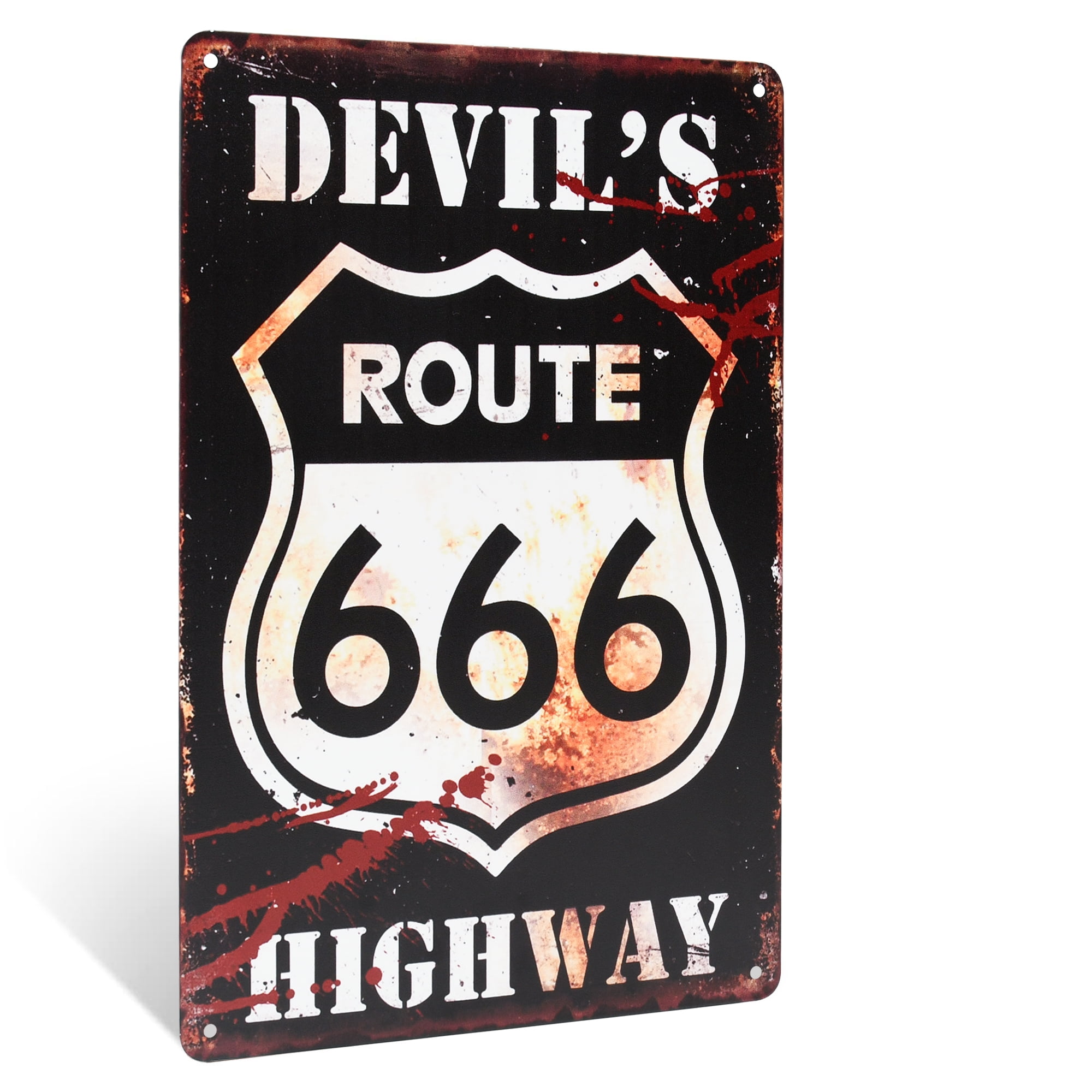 Retro Route 666 Devil's Highway Metal Street Sign
