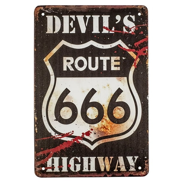 Route 666 Devil's Highway Novelty Metal Street Sign Man Cave Garage Wall Decor