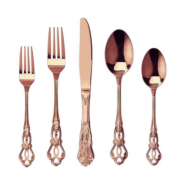 Retro Royal Rainbow Stainless Steel 20 Pieces Flatware Set, Anti-Rust Stainless Steel Dark Cutlery Set
