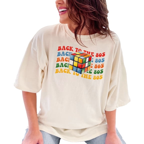 Retro Rubiks Cube Tshirt, Back to the 80s Tee, 80s Nostalgia Shirt, Vintage Puzzle Cube T-shirt, Colorful 80s Graphic Tee, Ivory Comfort Colors T-Shirt, Medium