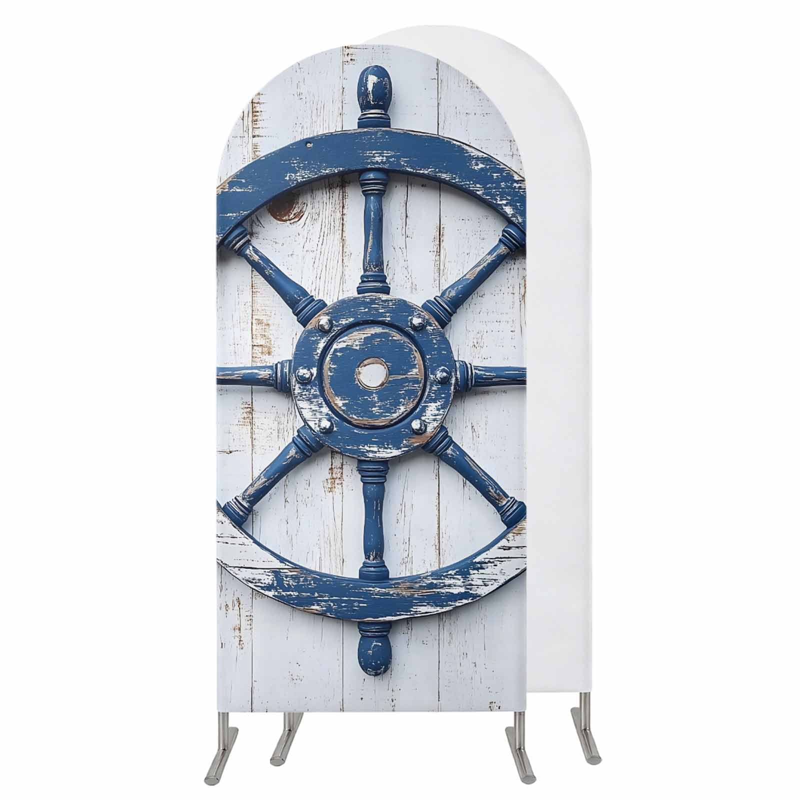 Retro Rudder Coastal Wedding Arch Cover, Stretchy Spandex Arch Backdrop ...