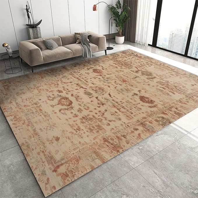 Retro Rug For Bedroom Aesthetic, Distressed Oriental Area Rug Washable ...