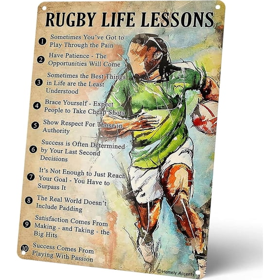 Retro Rugby Inspirational Metal Wall Decor 8x12 Inch Vintage Tin Sign for Home Office or Bathroom