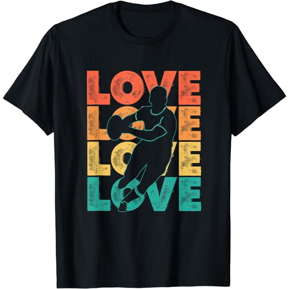 Retro Rugby Love Word Theme Graphic Design T-Shirt