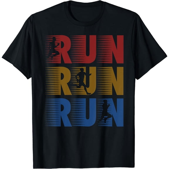 Retro Run Running Runner Gift T-Shirt Black Medium