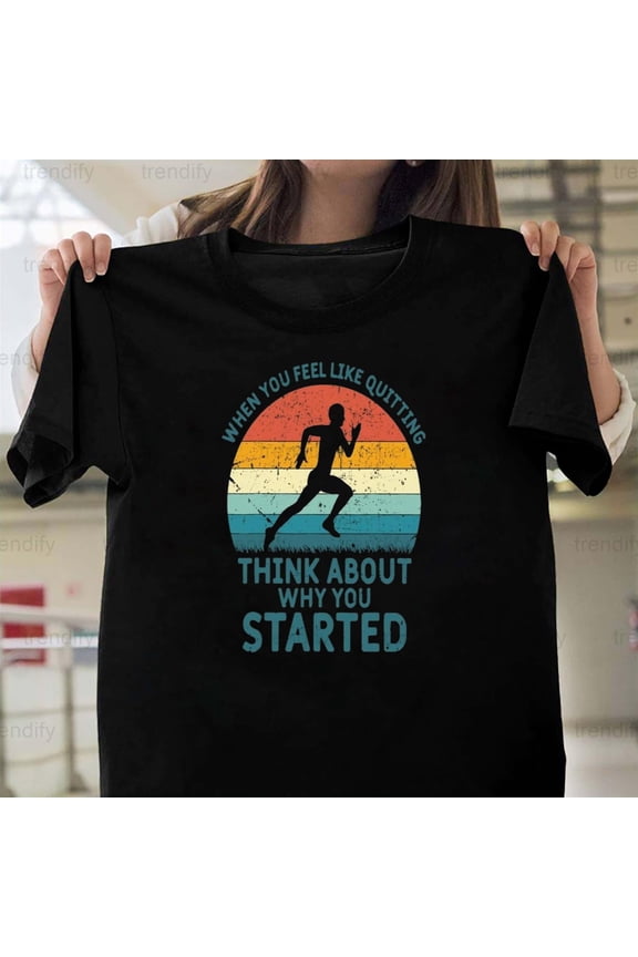 Retro Runner Vintage Themed Graphic Why You Started Running, K5927 Unisex T-Shirt – Extended Sizes Up to 5XL