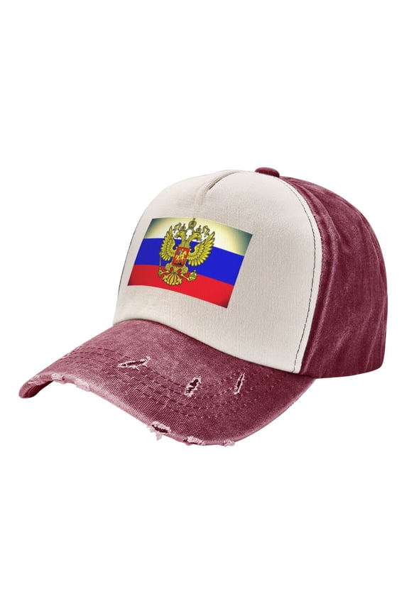 Retro Russian Flag Baseball Cap Distressed Adjustable Vintage Cotton Denim Hat for Women Men
