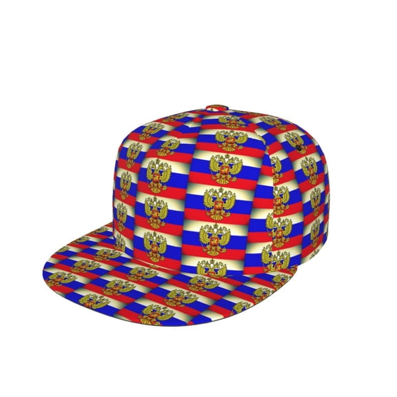 Retro Russian Flag Flat Brim Trucker Cap Adjustable Snapback Hat For Men Women