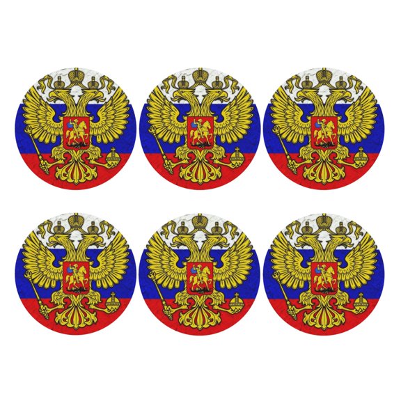 Retro Russian Flag Leather Drink Coasters for Drinks (6 Pack) for Tabletop Protection Round Shape