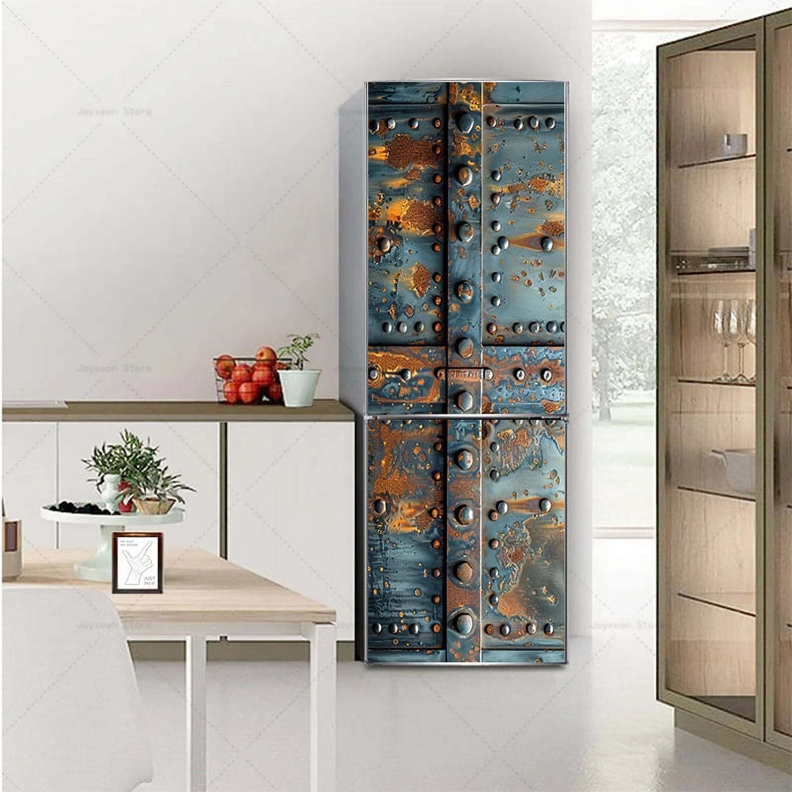 Retro Rust Art Door Sticker 3D Stereo Realistic Wall Sticker Mural PVC ...