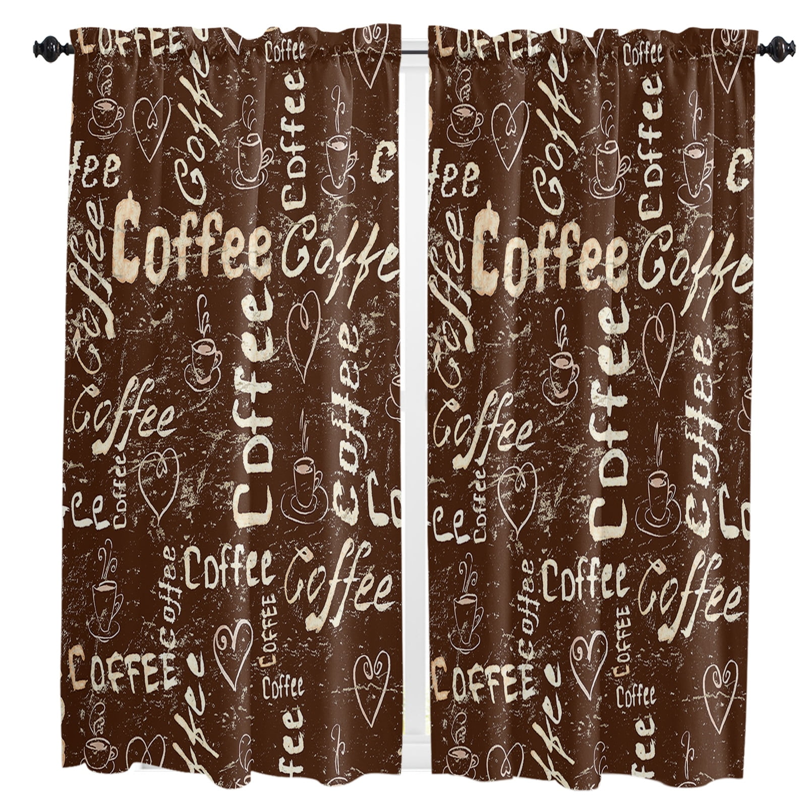 Retro Polka Dot Coffee Curtain
