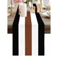 thumbnail image 1 of Retro Rustic Minimalist Stripe Art Table Runner-36 Inch Long Brown Black White Color Block Table Runners Linen Burlap Tablerunner for Kitchen Dining Room Holiday Party, 1 of 9