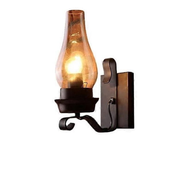 Retro Rustic Nordic Glass Wall Lamp Bedroom Bedside Lamp Vintage Industrial Wall Lamp   -Sy