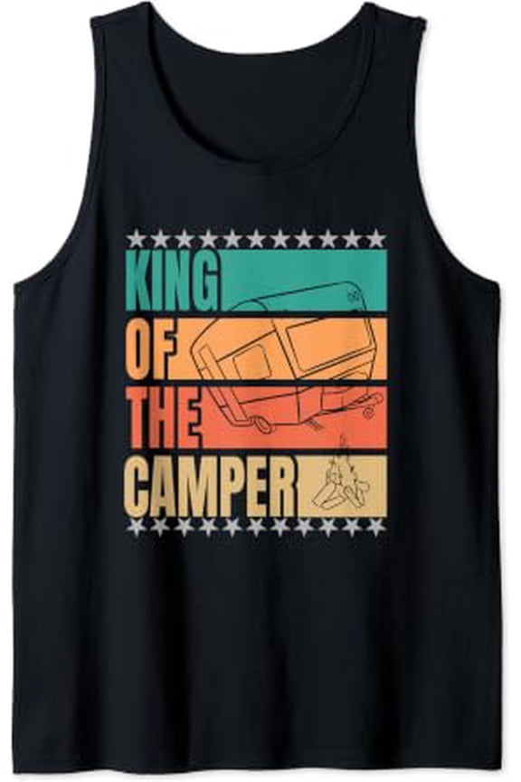 Retro Rv Camping For Caravan Campers King Of The Camper Tank Top Size S-3XL