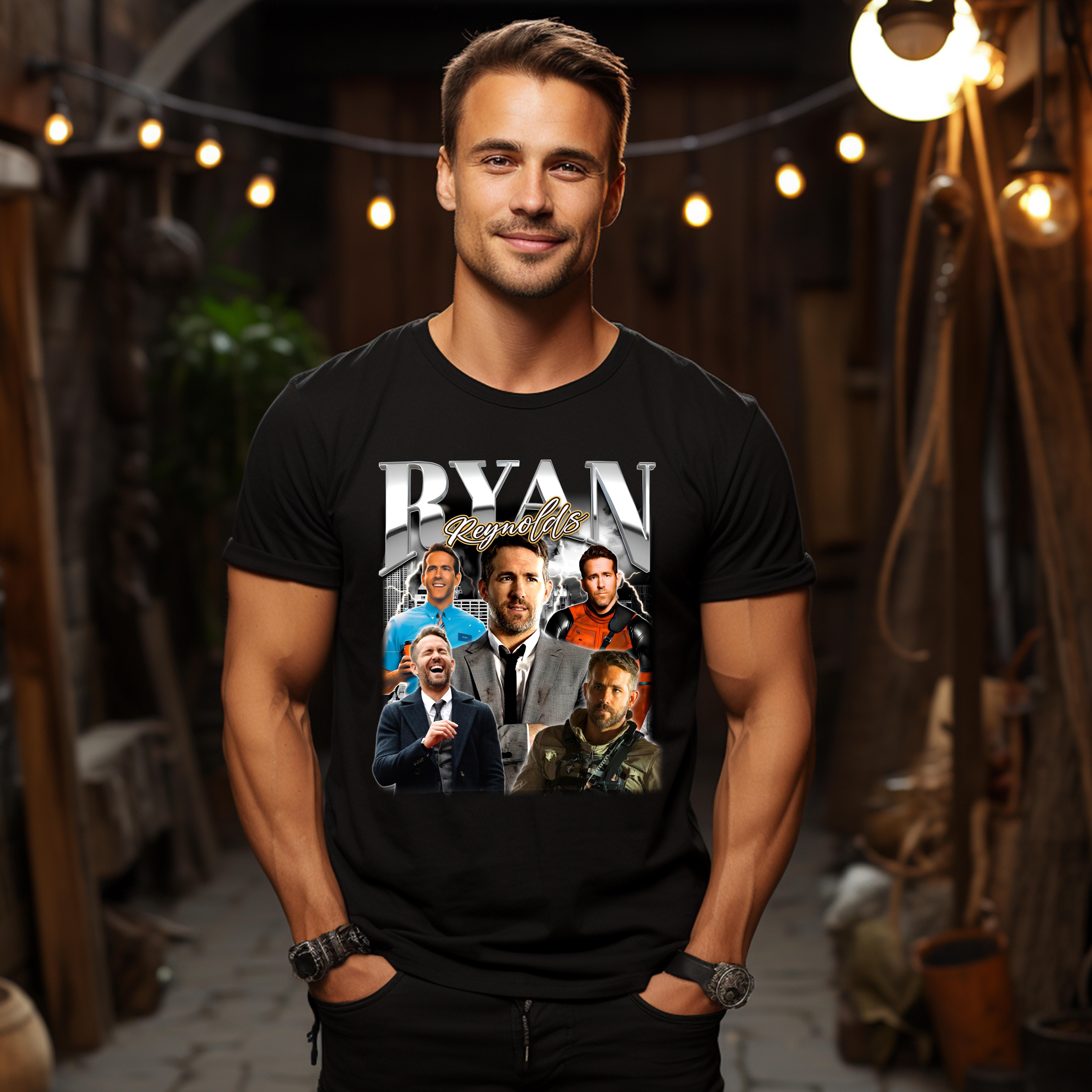 Ryan Reynolds Collage-T-Shirt Für Herren, Sommer, Atmungsaktiv