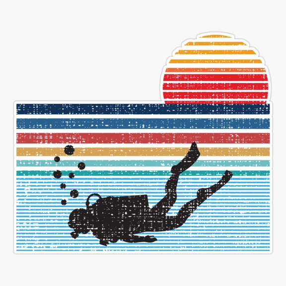 Retro S Diving Ocean Design Sticker