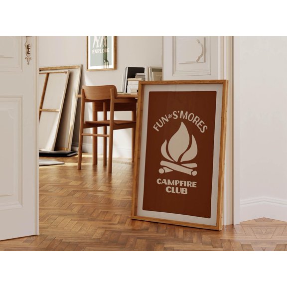 Retro S'mores Print Camping for Friend Nature Art Campfire Poster, Unframed Paper Poster 8x10in