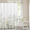 thumbnail image 1 of Retro Sage Green Leaves Shower Curtain, Light White Floral Plant Bathroom Decoration Shower Curtain Sets 71x71 Inch with Hooks, 1 of 6