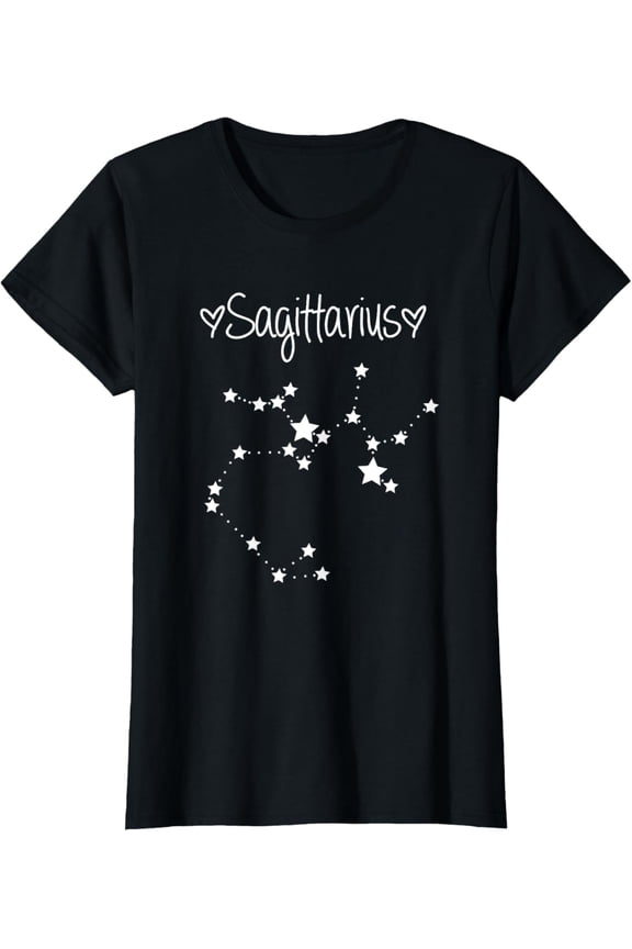 Retro Sagittarius Zodiac Constellation T-Shirt Cute Astrology Horoscope Stars Graphic Tee for Men Women Black