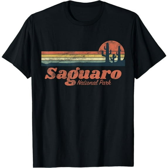 Retro Saguaro National Park Vintage Vibe Chest Stripe Cactus Unisex T-Shirt for Men Women Kids Toddler