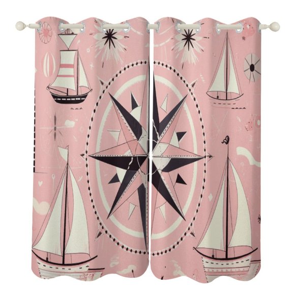 Retro Sail Blackout Curtains for Bedroom Curtains Insulated Room Darkening Window Drapes for Living Room
