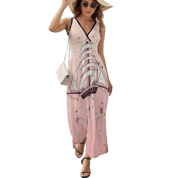 Retro Sail Sleeveless Dress Woman Fashion Long Dresses Women's Summer Suit Dress 2025