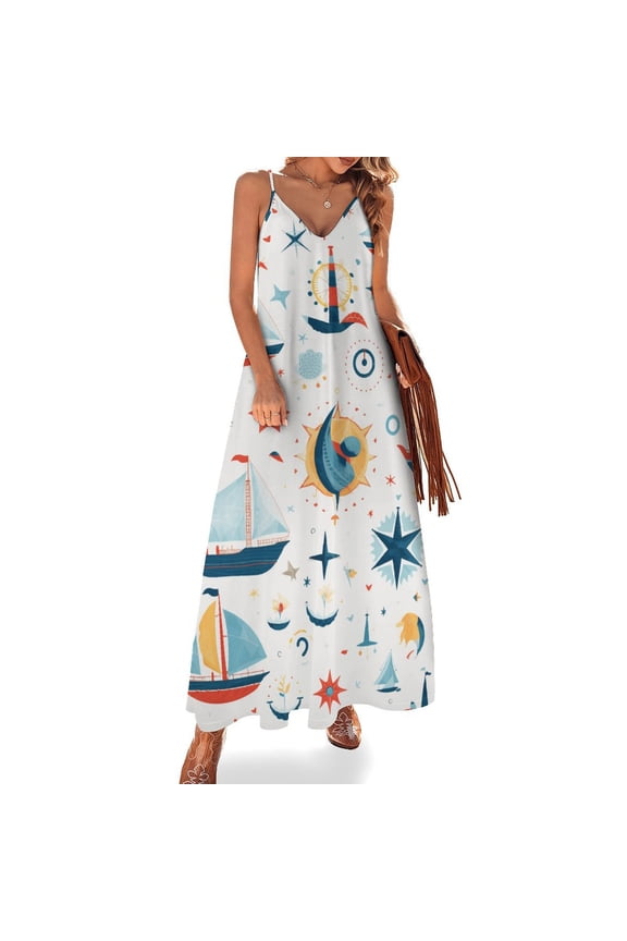 Retro Sail Sleeveless Dress Woman Fashion Long Dresses Women's Summer Suit Dress Summer 2025 Women