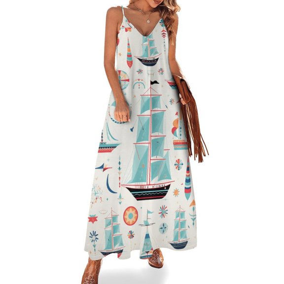 Retro Sail Sleeveless Dress Women's Luxury Party Dress Birthday Dresses for Women