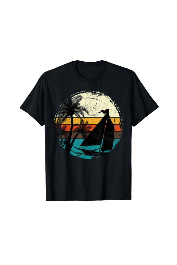 Retro Sailing Sailor Tropical Beach Sail Sea Sailing T-Shirt