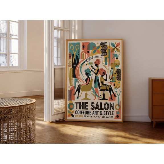 Retro Salon Hairstyling Wall Art Print, Unframed Paper Poster 8x10in