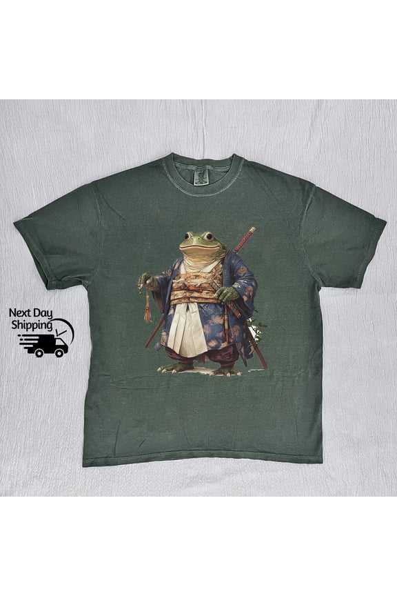 Retro Samurai Frog T-Shirt, Vintage Japanese Frog Graphic Tee, Cool Teenager Gift