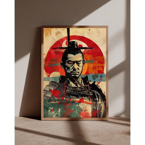 Retro Samurai Pop Art Poster, Unframed Paper Poster 8x10in