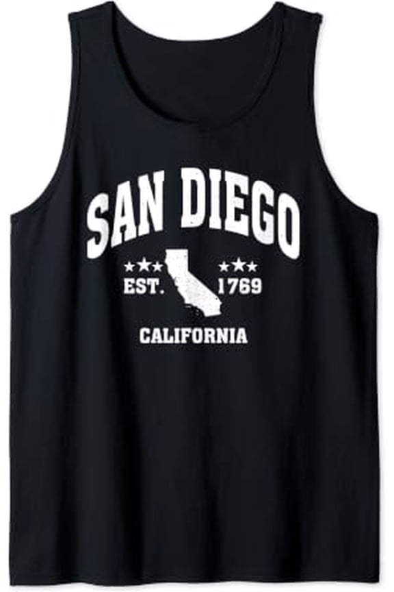 Retro San Diego California Ca Throwback Athletic Sport Tank Top Size S-3XL