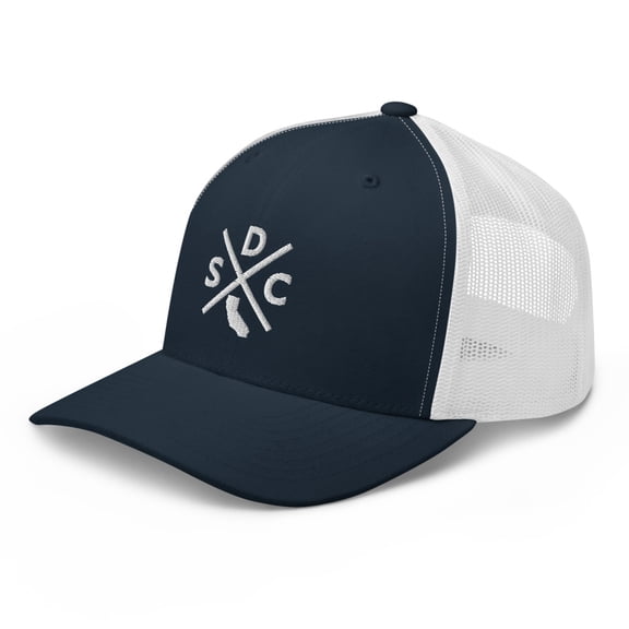 Retro San Diego Trucker Hat Mesh SDC Cross Trucker Cap (Navy/ White)