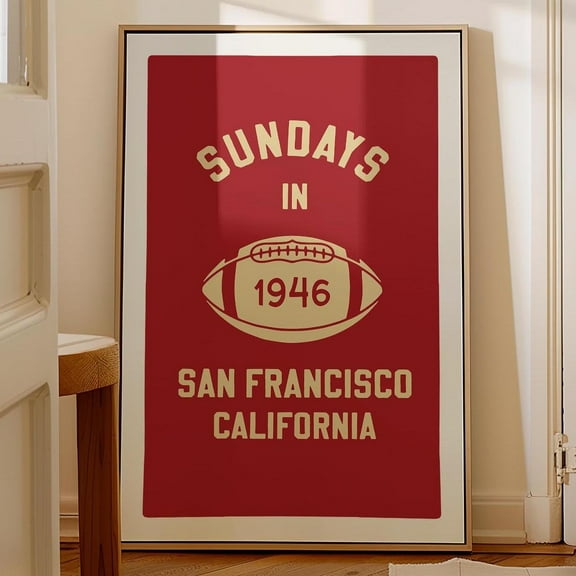 Retro San Francisco Sports Print San Francisco Art Sports Team Football Wall Decor Travel California Wall Art Gift For Traveler Ca Wall Art, Modern Wall Decor, 8x12 UNFRAMED